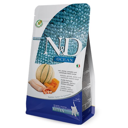 farmina n d pumpkin grain free ocean kitten merluzzo gamberetti 300 gr per gatti