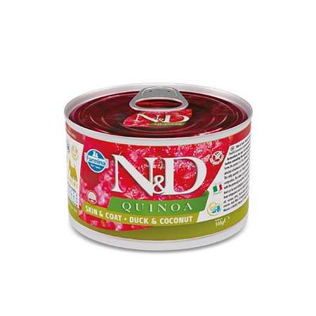 farmina n d umido quinoa dog adult skin coat anatra e cocco 140 gr