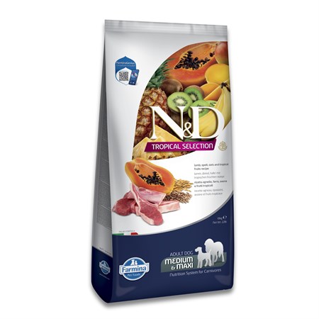 farmina nd tropical fruits adult medium maxi agnello 10 kg cibo per cani