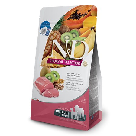 farmina nd tropical fruits adult medium maxi maiale 2 kg cibo per cani