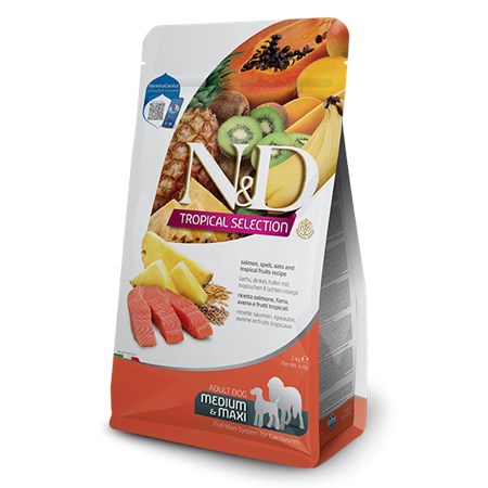 farmina nd tropical fruits adult medium maxi salmone 10 kg cibo per cani