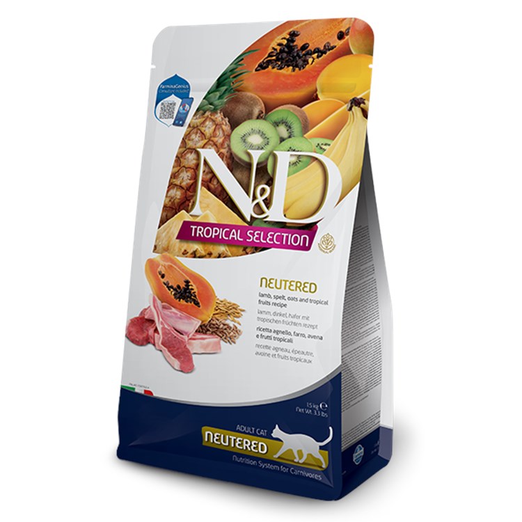 Farmina ND Tropical Fruits Neutered Agnello 10 Kg Cibo Per Gatti Sterilizzati