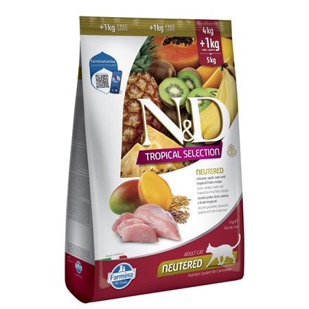 farmina nd tropical fruits neutered pollo 5 kg cibo per gatti sterilizzati