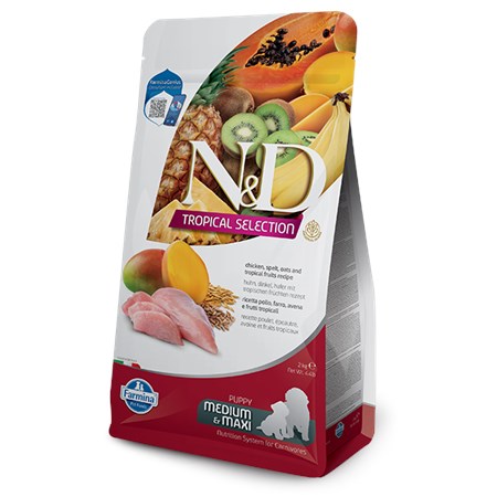 farmina nd tropical fruits puppy medium maxi pollo 10 kg cibo per cani