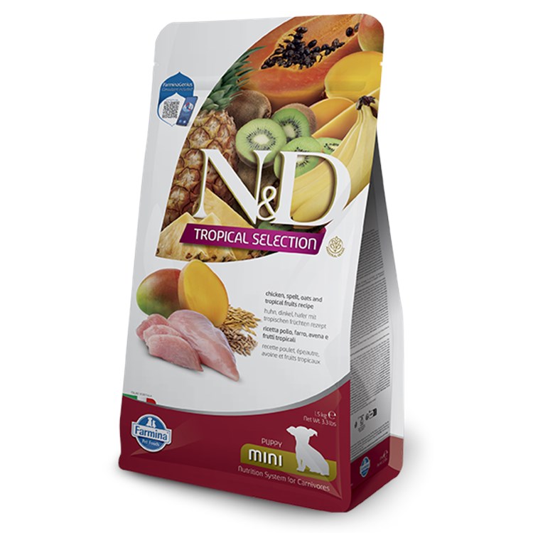 Farmina ND Tropical Fruits Puppy Mini Pollo 1,5 Kg Crocchette Per Cani