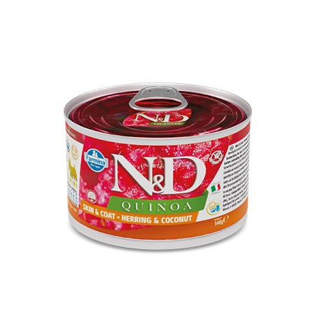 farmina n d umido quinoa dog adult skin coat aringa e cocco 140 gr