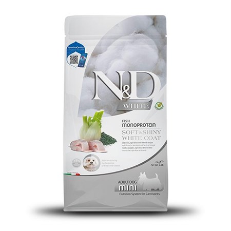 farmina nd white coat spigola spirulina adult mini 5 kg alimento cani