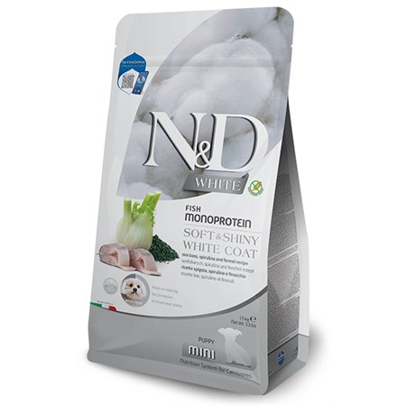 farmina nd white coat spigola spirulina puppy mini 15 kg alimento cani