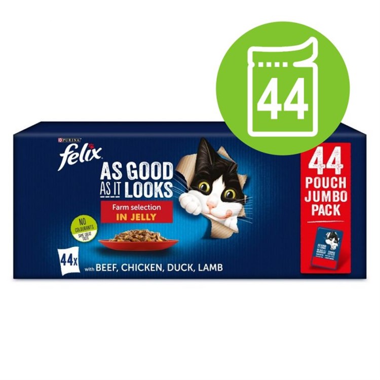 Felix Le Ghiottonerie Pollo, Manzo, Salmone e Tonno 44 x 85 gr Multipack