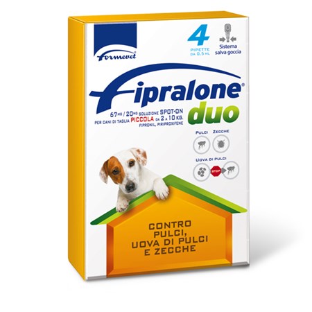 fipralone duo cane 2 10 kg antipulci antizecche 4 pipette