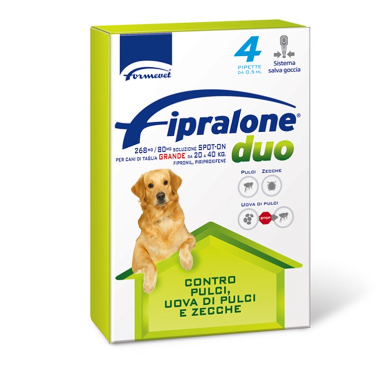 Fipralone Duo Cane 20 40 Kg Antipulci Antizecche 4 Pipette SCAD 3