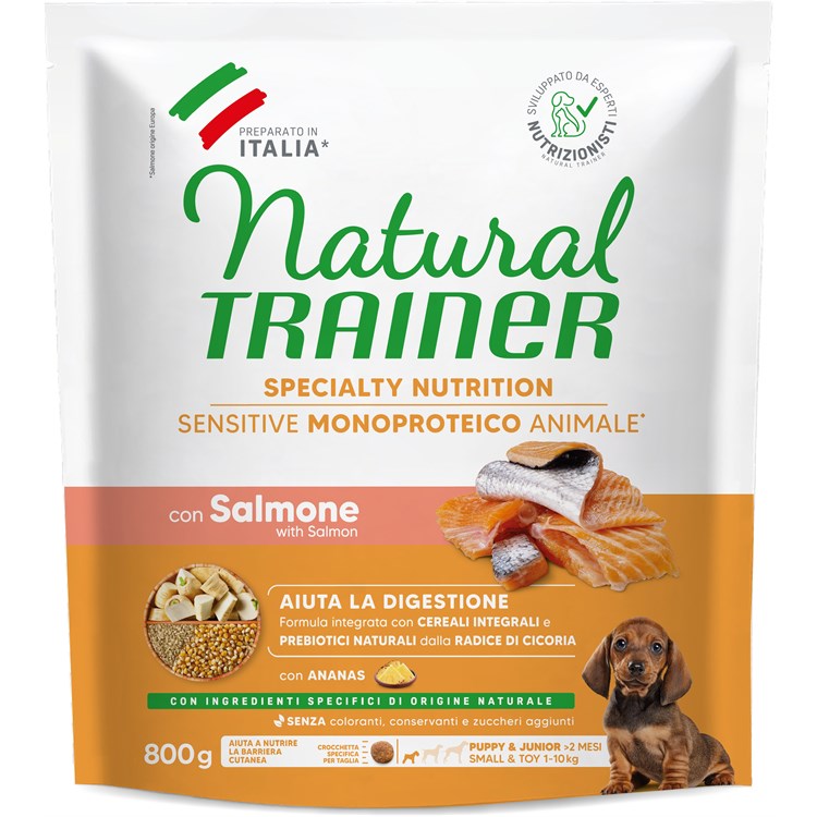 Natural Trainer Sensitive Puppy & Junior Salmone 800 gr Per Cane