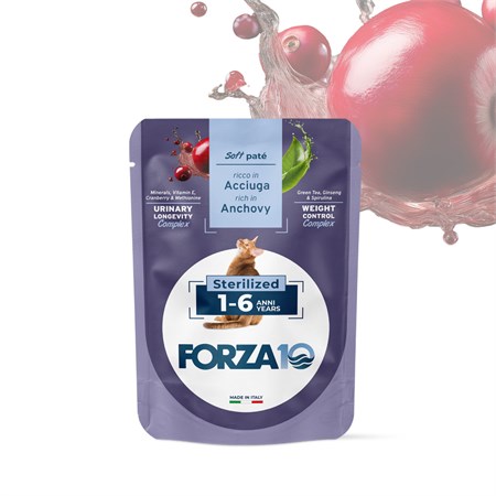 forza 10 botanicat adult sterilised acciuga 80 gr pate busta umido gatto