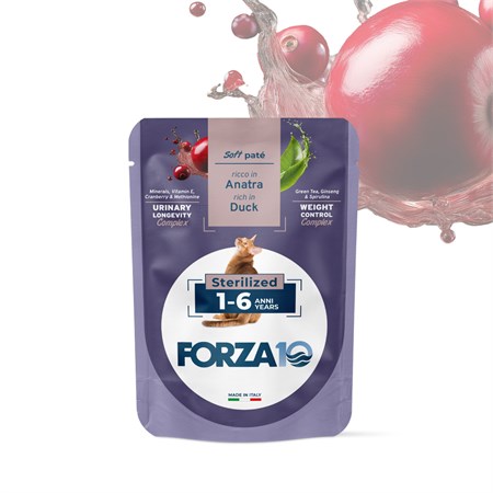 forza 10 botanicat adult sterilised anatra 80 gr pate busta umido gatto
