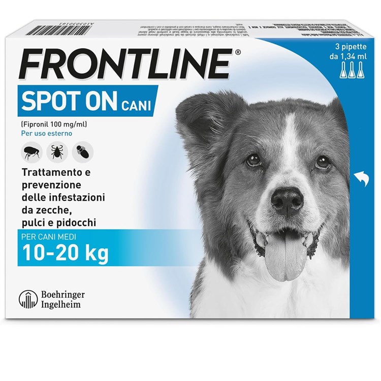 Frontline SPOT ON Taglia M 10-20 Kg - Antiparassitario per cane cani - 3 pipette