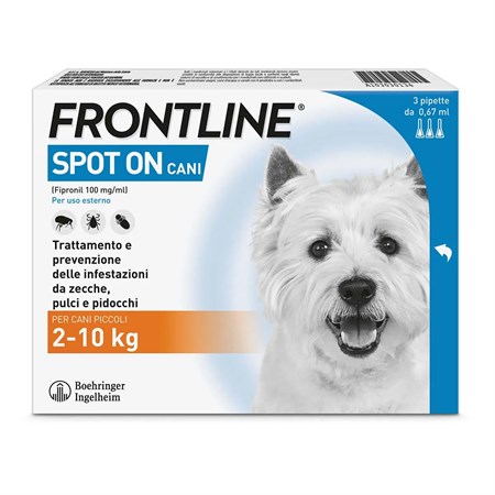 frontline spot on taglia s 2 10 kg antiparassitario per cane cani 3 pipette