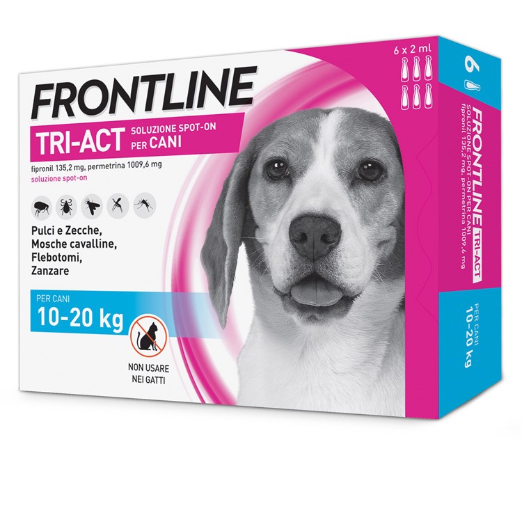 Frontline Tri Act 10   20 kg 6 Pipette Antiparassitario Per Cane 