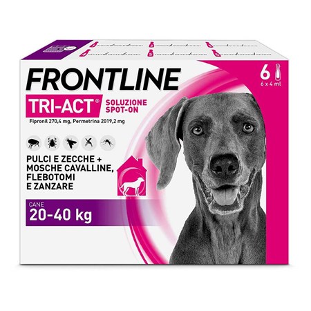 Frontline Tri Act 20 - 40 kg 6 Pipette Antiparassitario Per Cane in Cani