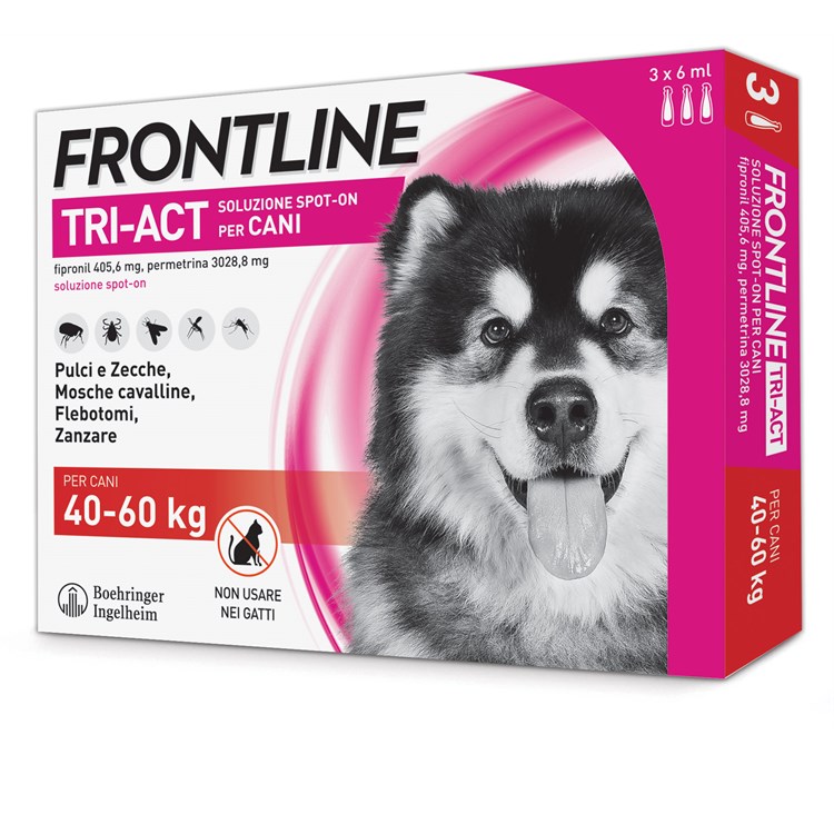 Frontline Tri Act 40 - 60 kg 6 Pipette Antiparassitario Per Cane