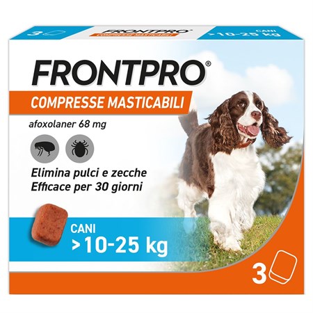 frontpro 3 compresse masticabili 10 25 kg 68 mg per cani