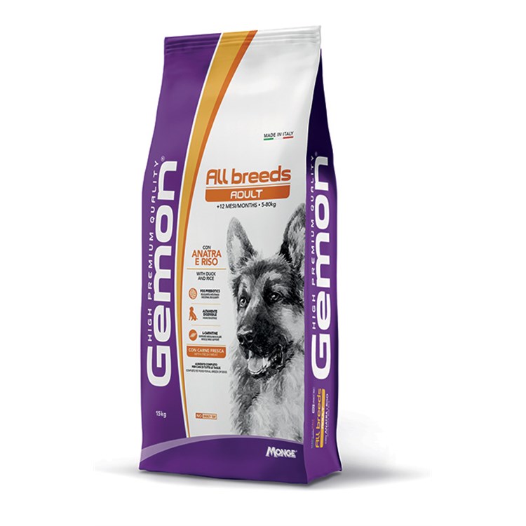 Gemon All Breeds Adult Anatra Riso 15 kg Crocchette Per Cani