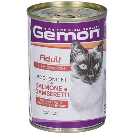 gemon cat adult bocconcini salmone gamberetti 415 gr barattolo cibo umido gatti