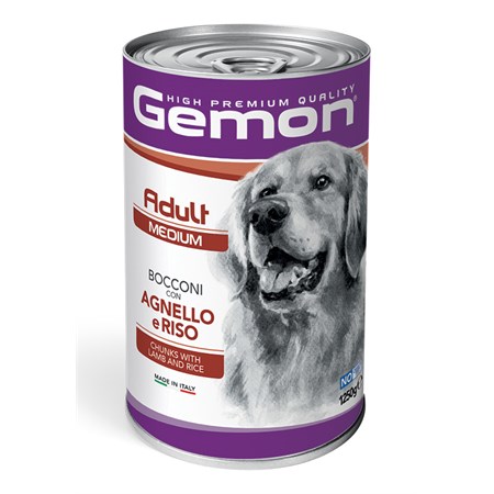 Gemon Dog Adult Bocconi Agnello Riso 1,25 Kg Barattolo Umido Cane in Cani