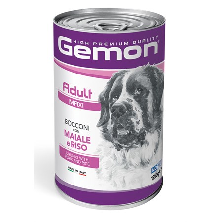 gemon dog adult bocconi maiale e riso 125 kg barattolo umido cane