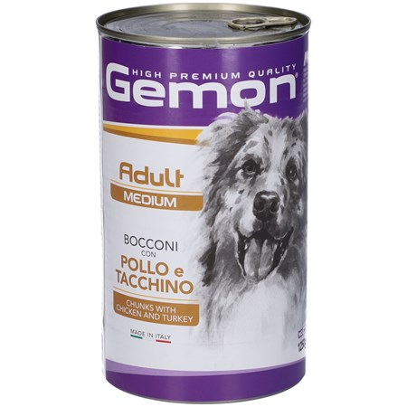 gemon dog adult bocconi pollo e tacchino 125 kg barattolo umido cane