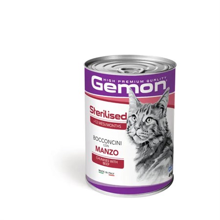 gemon sterilised bocconcini manzo 415 gr barattolo cibo umido gatti