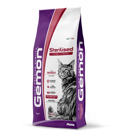 gemon sterilised manzo 7 kg crocchette gatti sterilizzati danneggiato