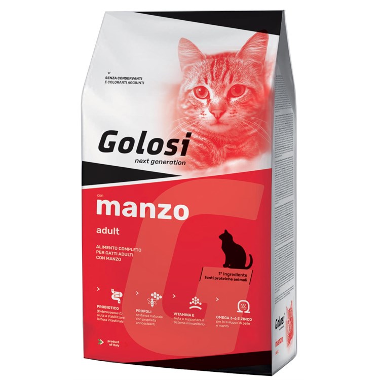 Golosi Cat Manzo 7,5 kg Crocchette Per Gatti DANNEGGIATO