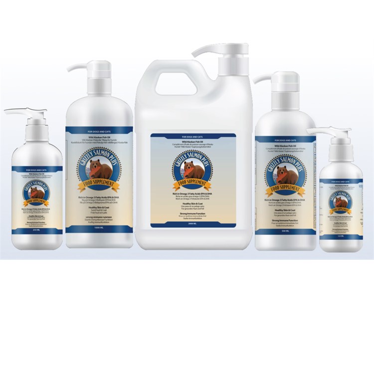 Grizzly Pet Products Olio Di Salmone 125 ml Per Cani e Gatti