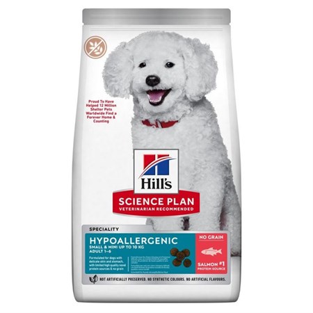 hill s science plan hypoallergenic adult small mini salmone 6 kg grain free per cani