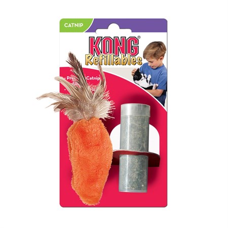 kong cat refillables carota con piume gioco per gatti 19 cm con erba gatta