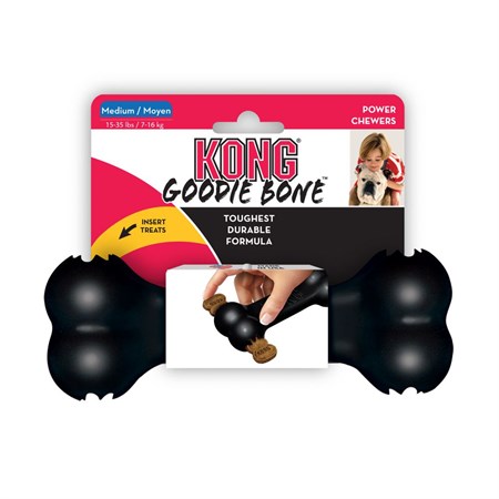 Kong Extreme Goodie Bone Medium Nero Osso Porta Snack Extra Resistente in Cani