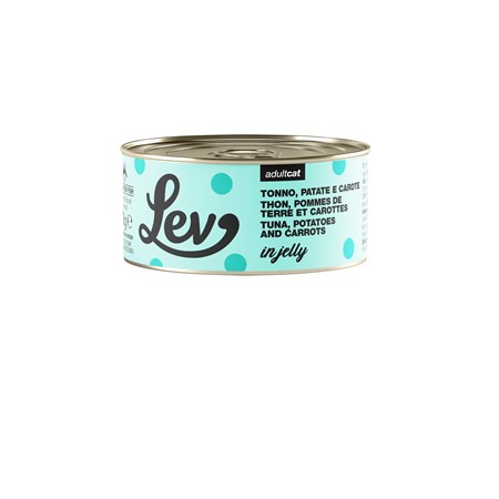 lev adult cat jelly tonnetto patate carote 70 gr lattina umido gatti