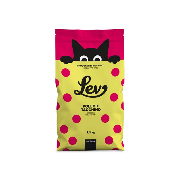 Lev Adult Cat Pollo e Tacchino 1,5 kg Crocchette per gatti