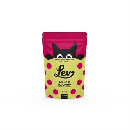 lev adult cat pollo e tacchino 300 gr crocchette per gatti