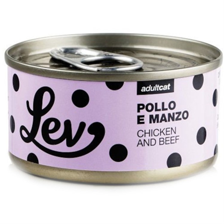 Lev Adult Cat Pollo Manzo 70 gr Lattina Umido Gatti