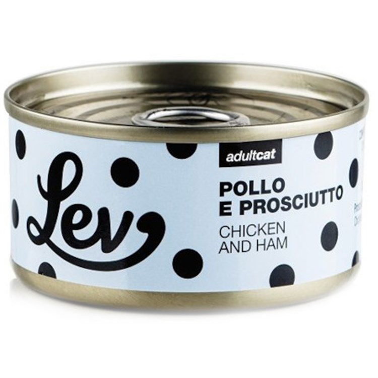 Lev Adult Cat Pollo Prosciutto 70 gr Lattina Umido Gatti