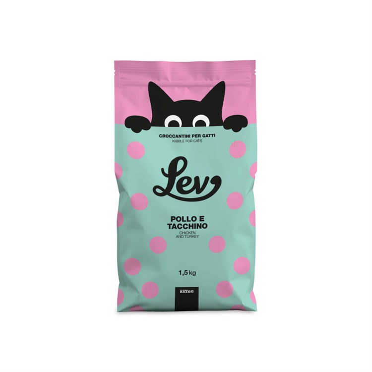 Lev Cat Kitten Pollo e Tacchino 1,5 kg Crocchette per gattini
