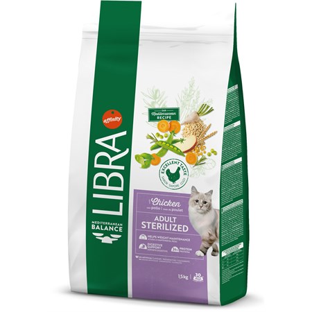 libra cat adult sterilized pollo e orzo 1 5 kg crocchette per gatto