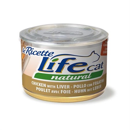 life cat le ricette natural pollo fegatini 150 gr scatoletta gatti