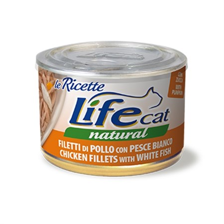 life cat le ricette natural pollo pesce bianco 150 gr scatoletta gattini