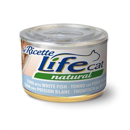 life cat le ricette natural tonno pesce bianco 150 gr scatoletta gattini