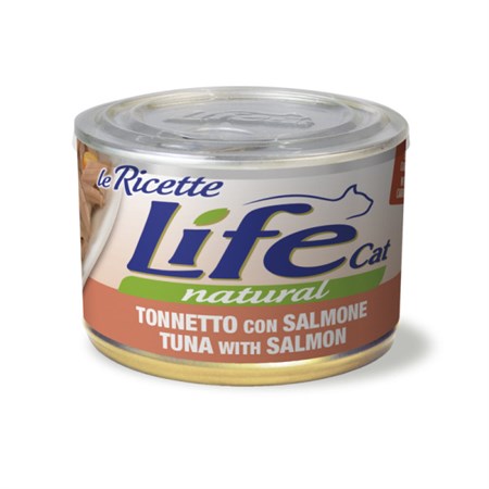 life cat le ricette natural tonno salmone e carote150 gr scatoletta gattini