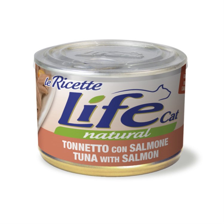 Life Cat Le Ricette Natural Tonno Salmone e Carote 150 gr Scatoletta Gatto