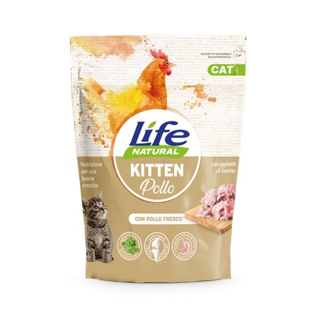 life cat natural crocchette kitten pollo 800 gr gatto