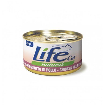 life cat natural filetti di pollo con prosciutto di pollo 85 gr scatoletta gatti
